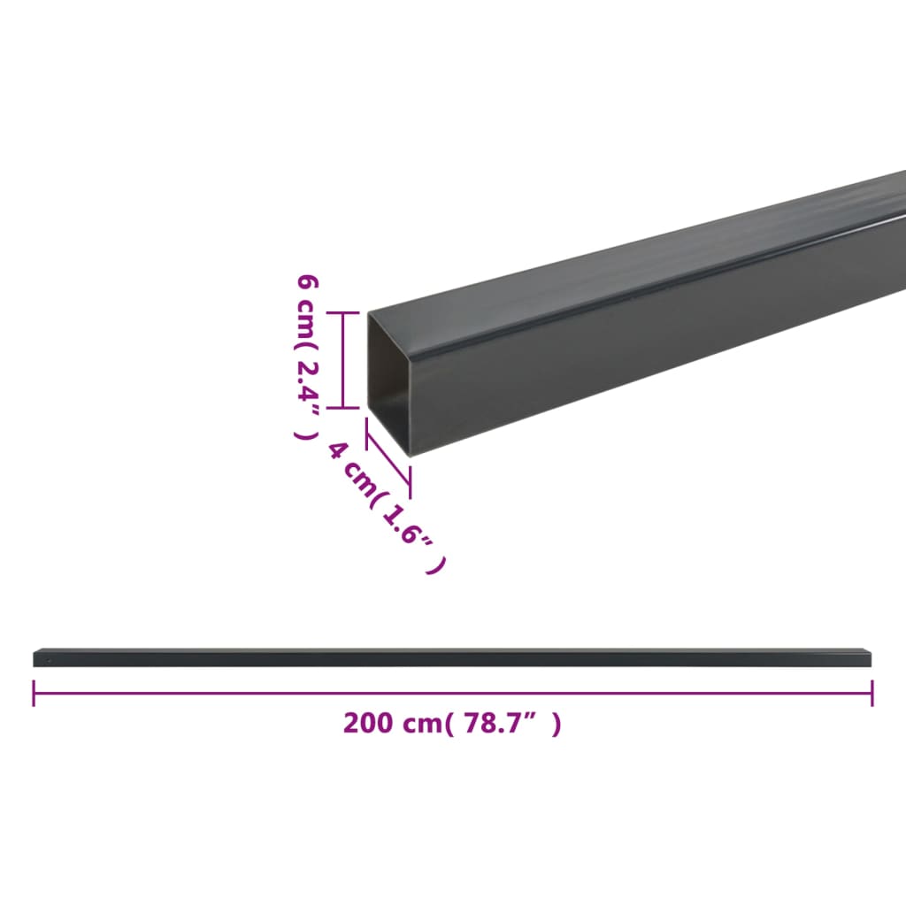 Schuttingpalen 30 st 220 cm staal grijs