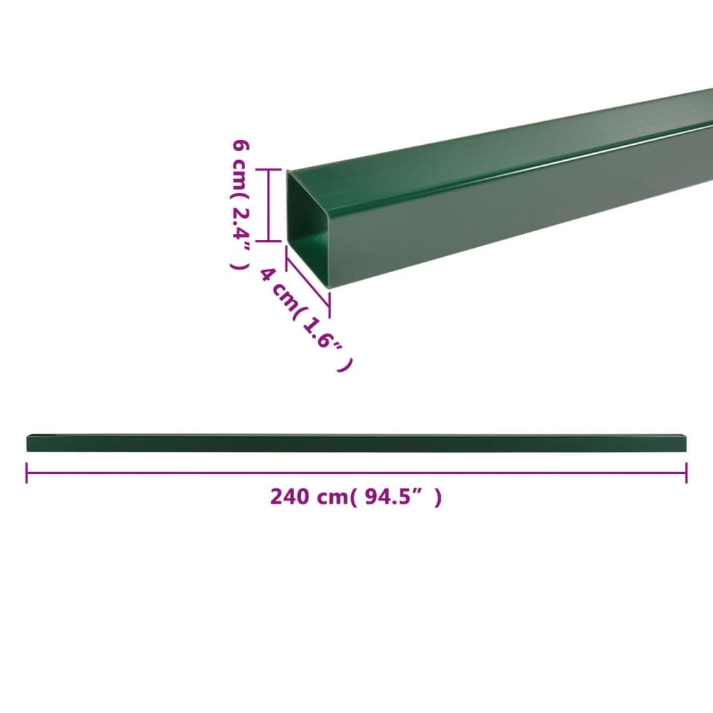 Schuttingpalen 20 st 130 cm gegalvaniseerd staal groen