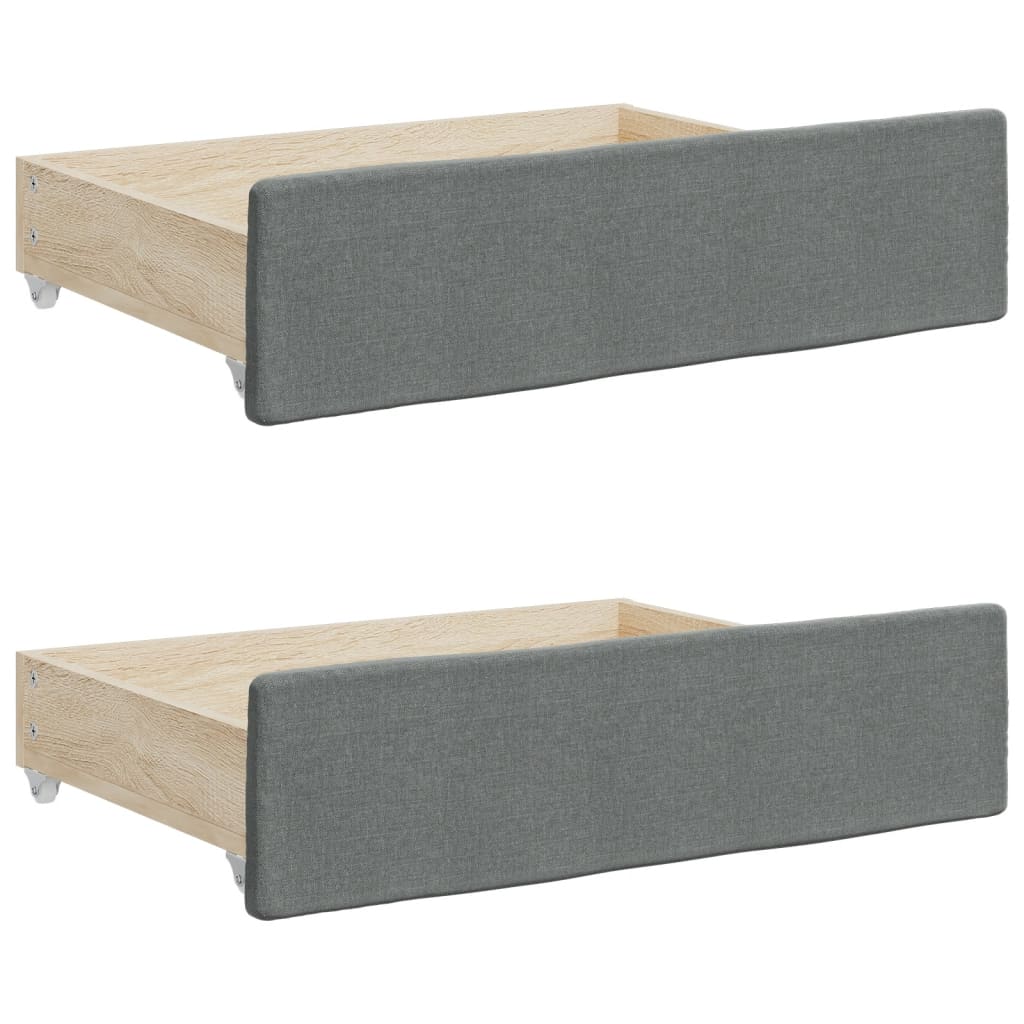 Tiroirs de lit 2 pcs en bois et tissu