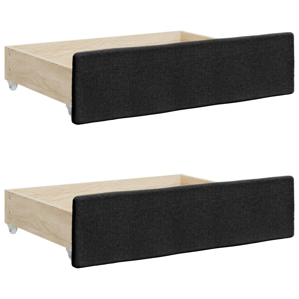 Tiroirs de lit 2 pcs en bois et tissu