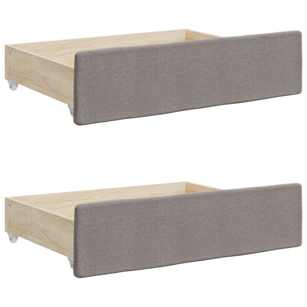 Tiroirs de lit 2 pcs en bois et tissu