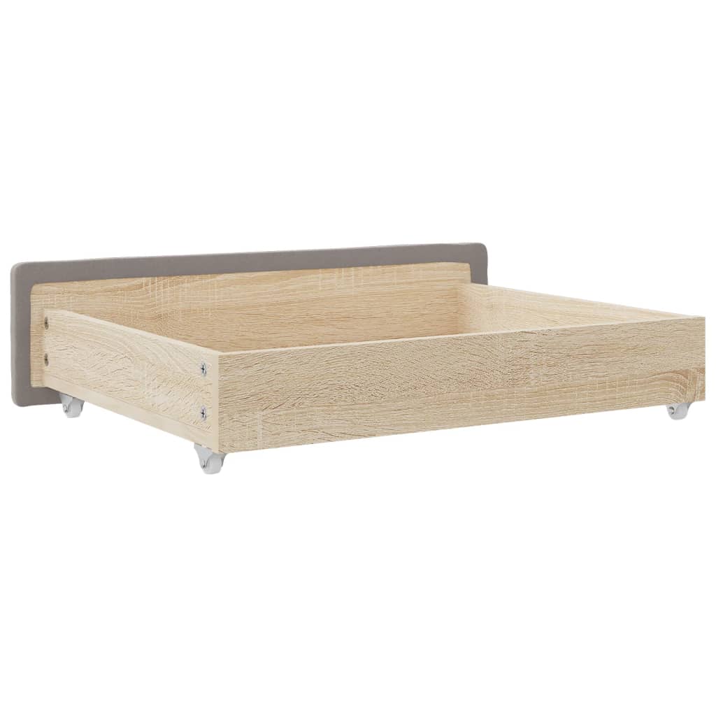 Tiroirs de lit 2 pcs en bois et tissu