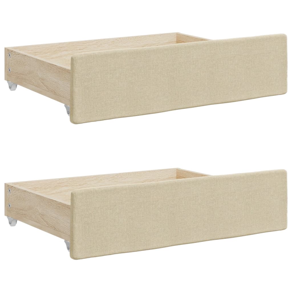 Tiroirs de lit 2 pcs en bois et tissu