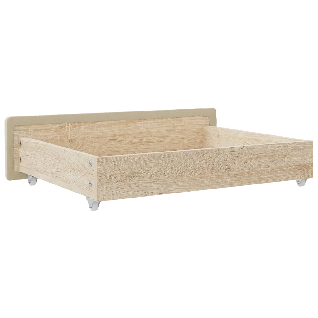 Tiroirs de lit 2 pcs en bois et tissu