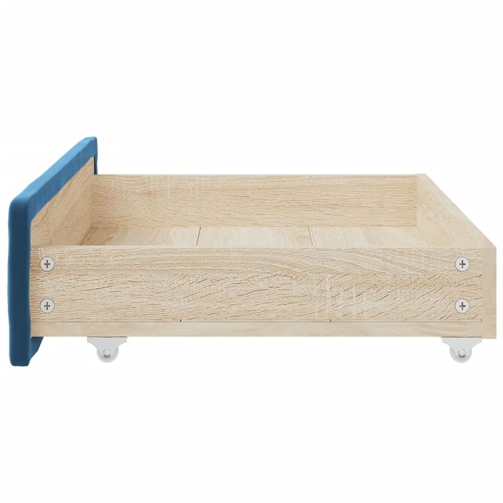 Tiroirs de lit 2 pcs bois ouvragé et velours