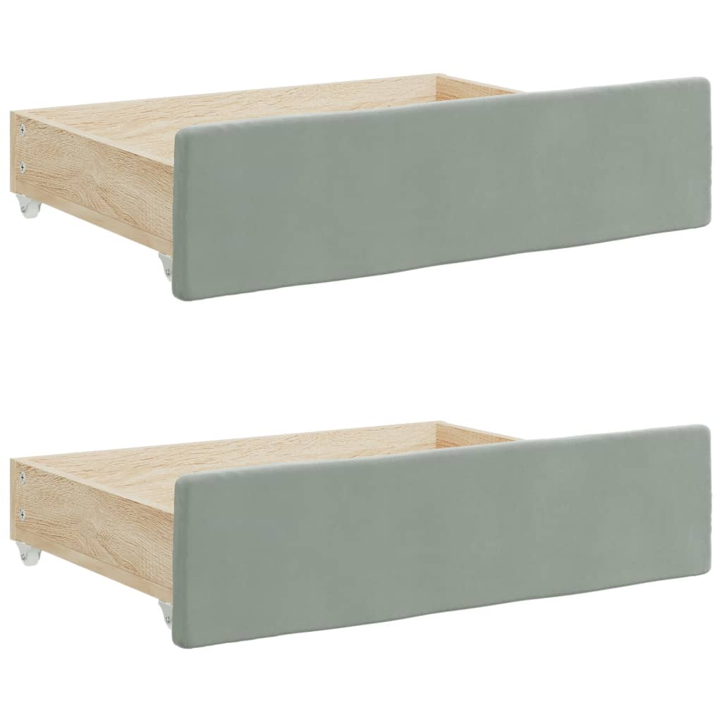 Tiroirs de lit 2 pcs bois ouvragé et velours