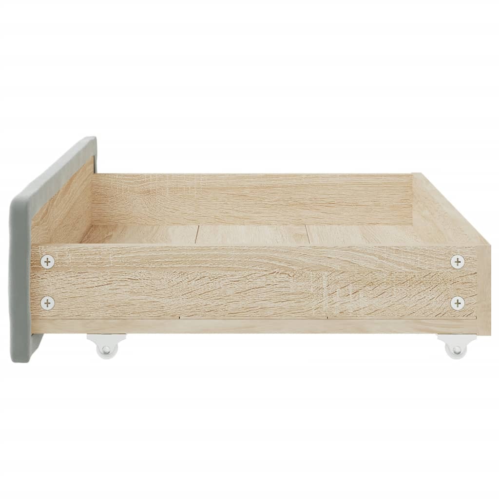 Tiroirs de lit 2 pcs bois ouvragé et velours