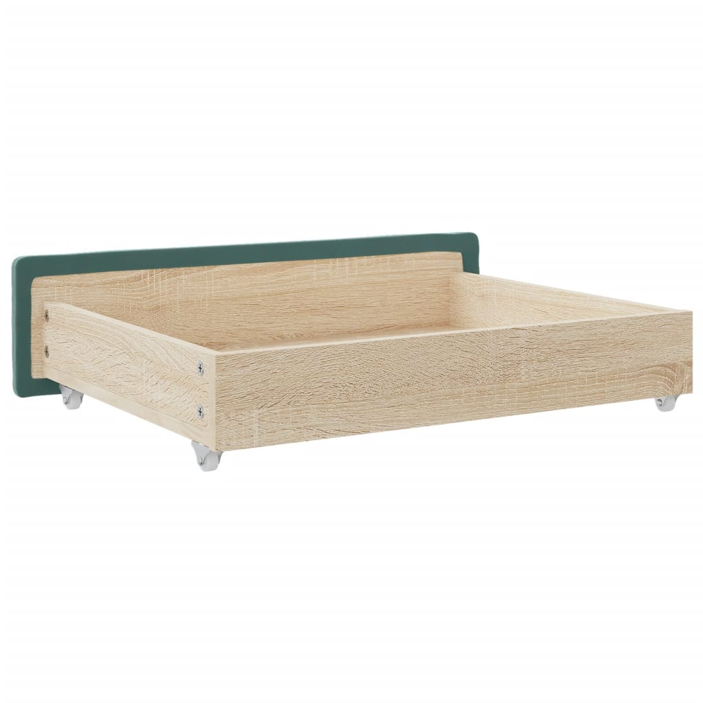 Tiroirs de lit 2 pcs bois ouvragé et velours