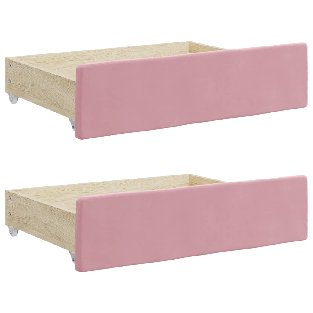 Tiroirs de lit 2 pcs bois ouvragé et velours