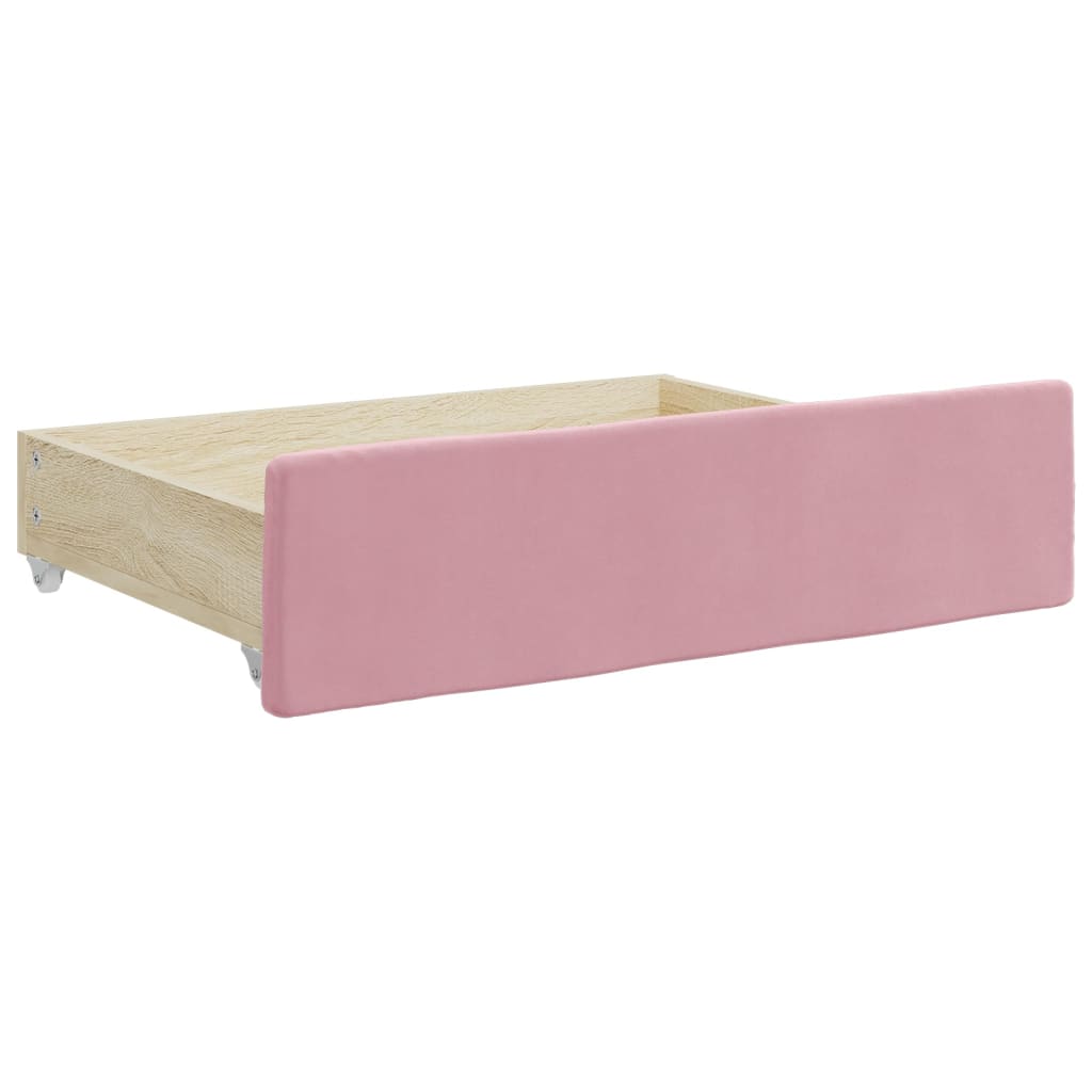 Tiroirs de lit 2 pcs bois ouvragé et velours