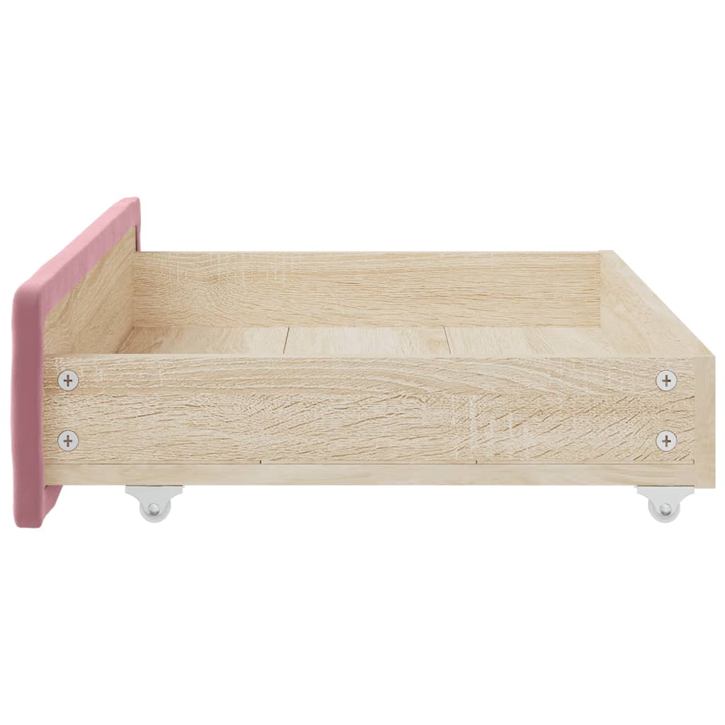 Tiroirs de lit 2 pcs bois ouvragé et velours