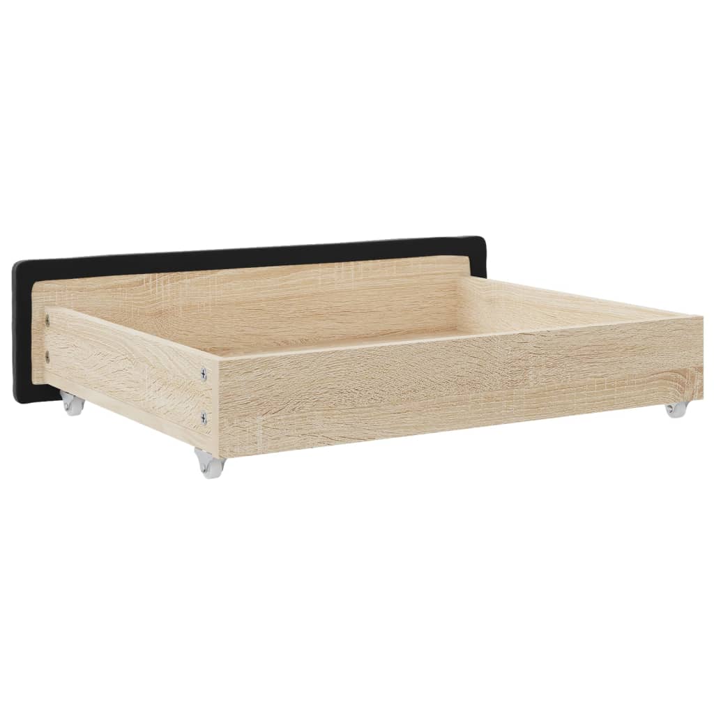 Tiroirs de lit 2 pcs bois ouvragé et velours