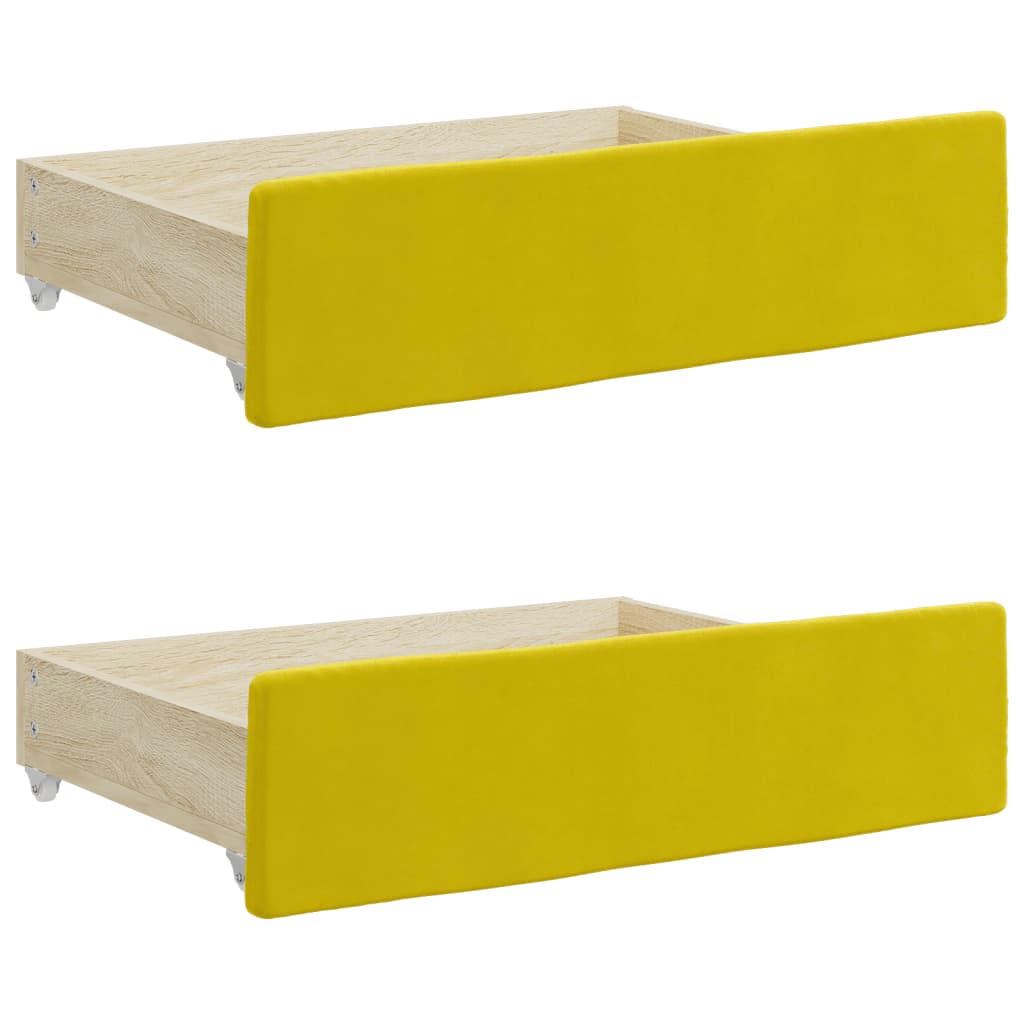 Tiroirs de lit 2 pcs bois ouvragé et velours