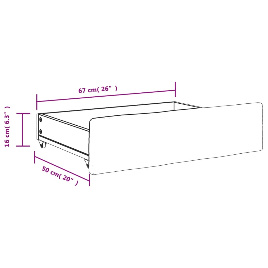 Lit tiroirs de rangement 2 pcs bois ouvragé et velours