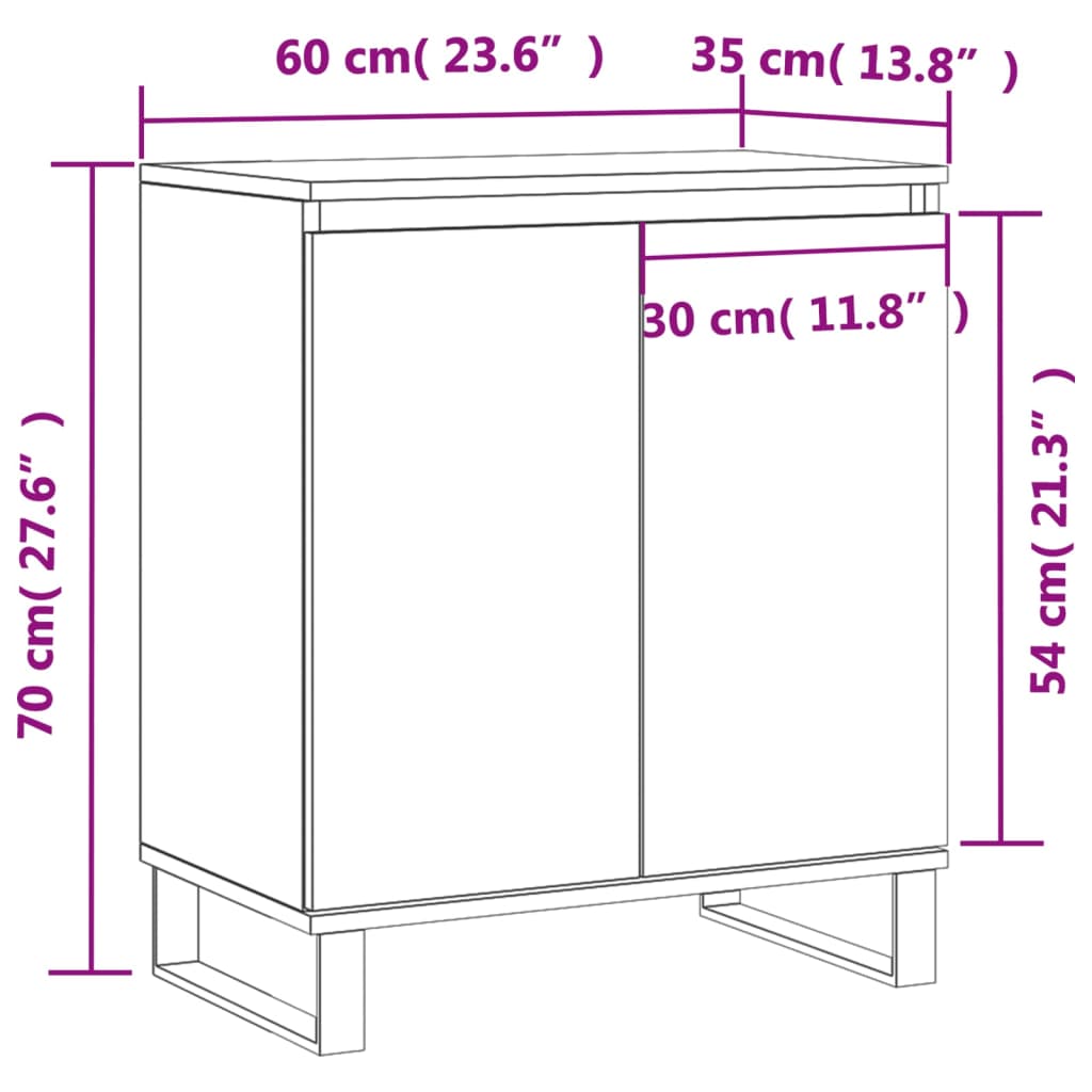 Dressoir 60x35x70 cm bewerkt hout eikenkleurig