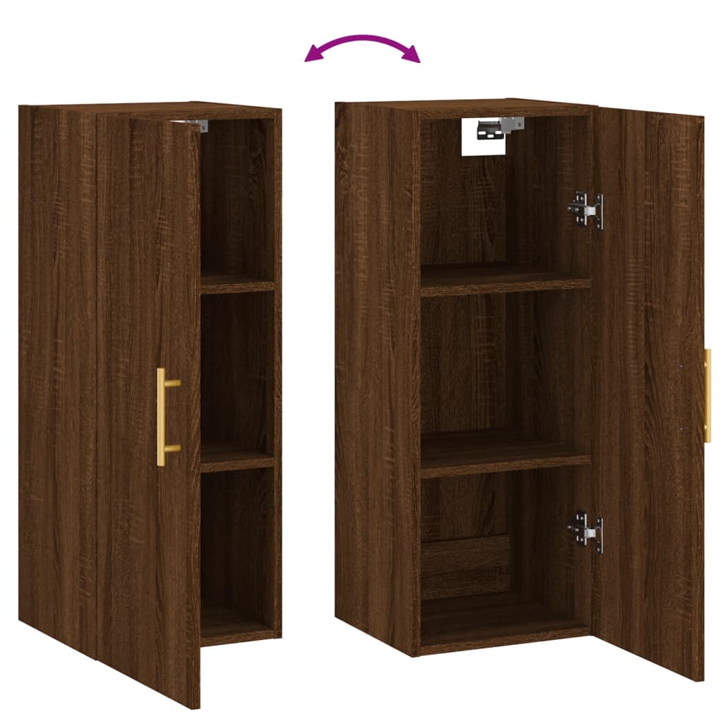 Armoire suspendue 34,5x34x90 cm coloris chêne marron