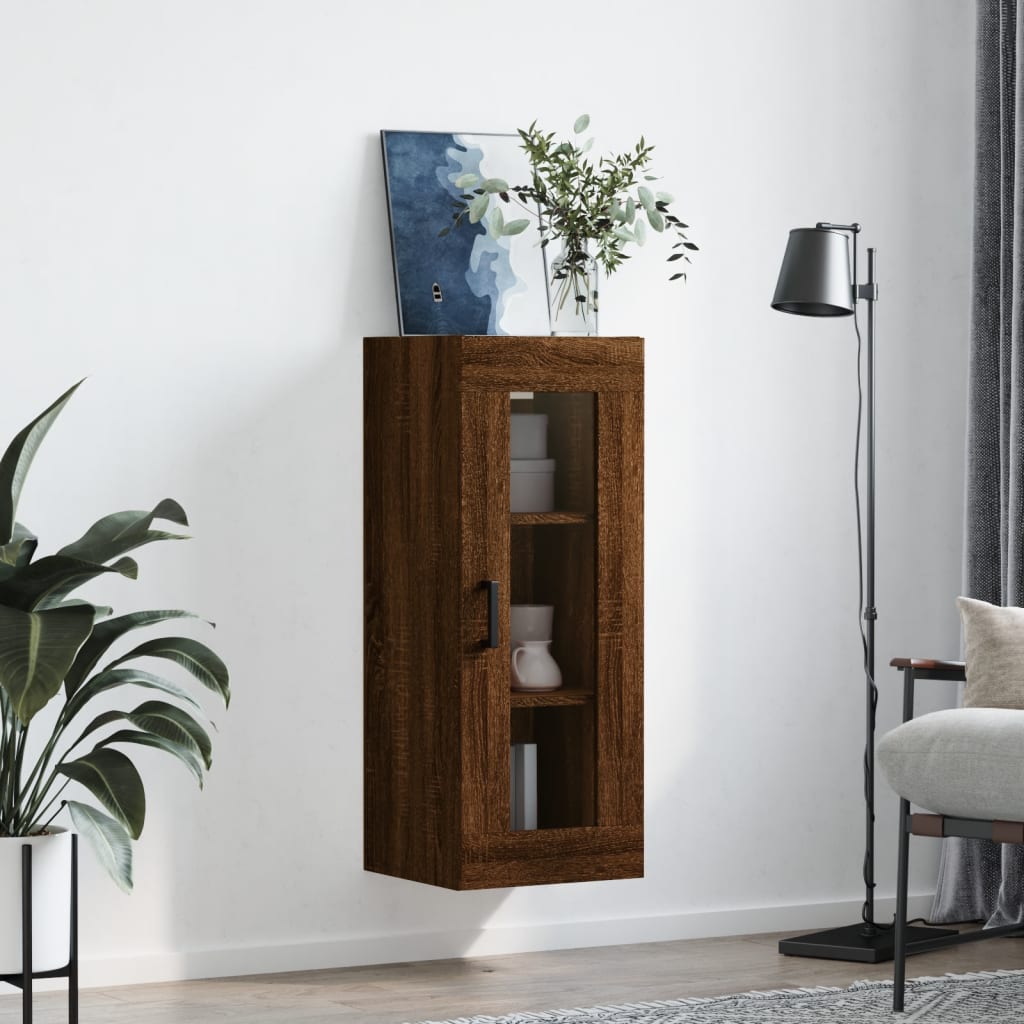 Armoire suspendue 34,5x34x90 cm coloris chêne marron