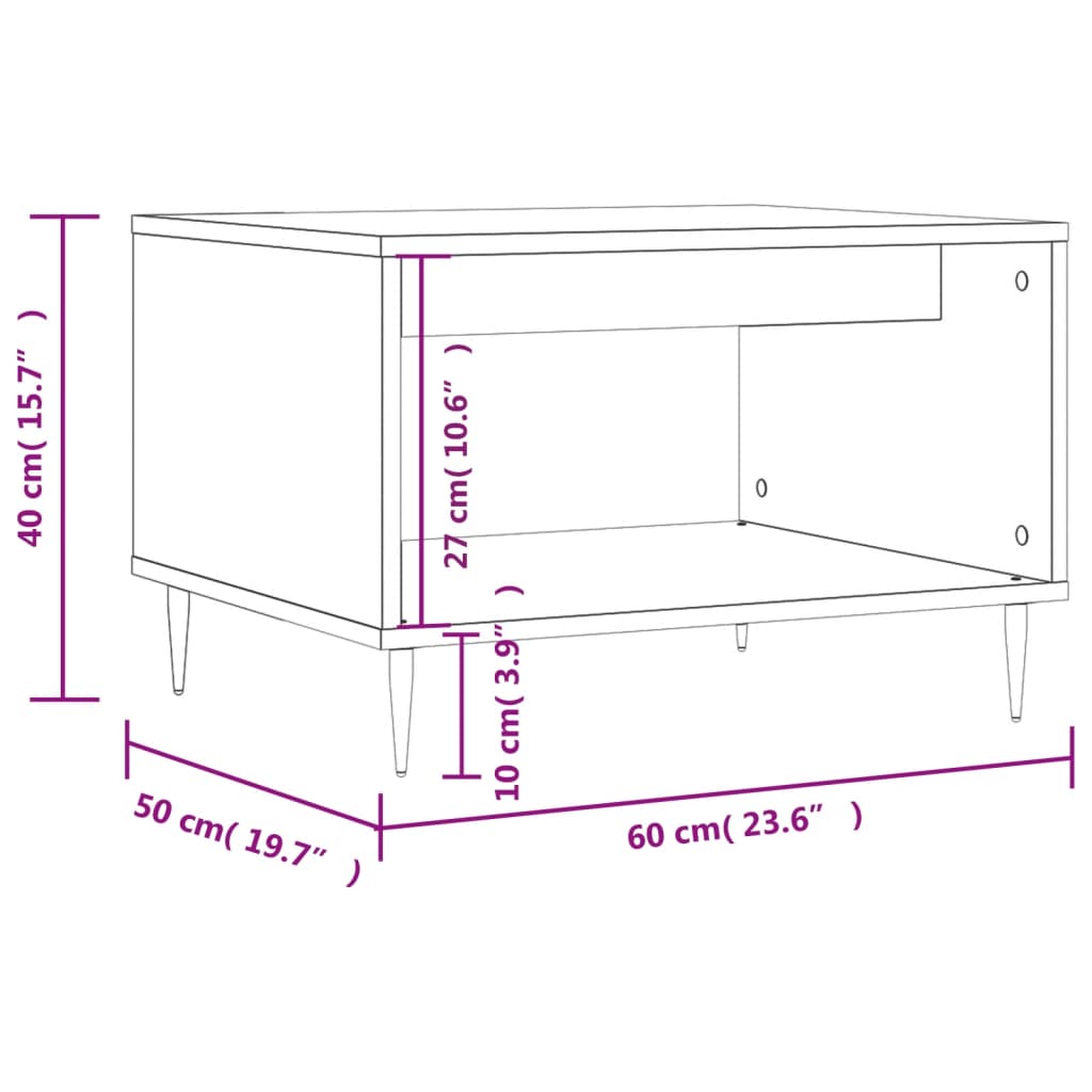 Salontafel 60x50x40 cm bewerkt hout