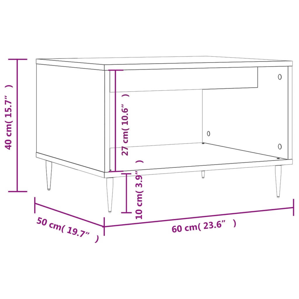 Table basse 60x50x40 cm en bois travaillé