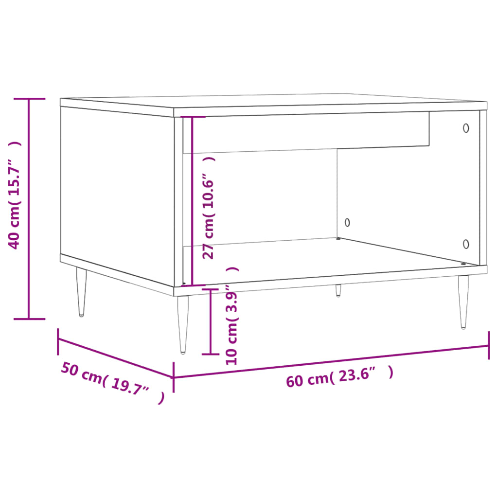 Table basse 60x50x40 cm en bois travaillé