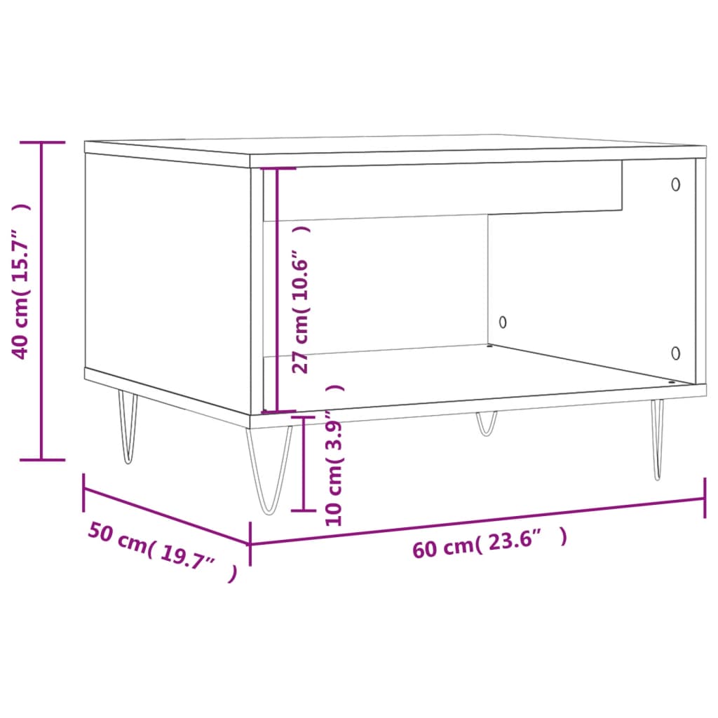 Table basse 60x50x40 cm en bois travaillé