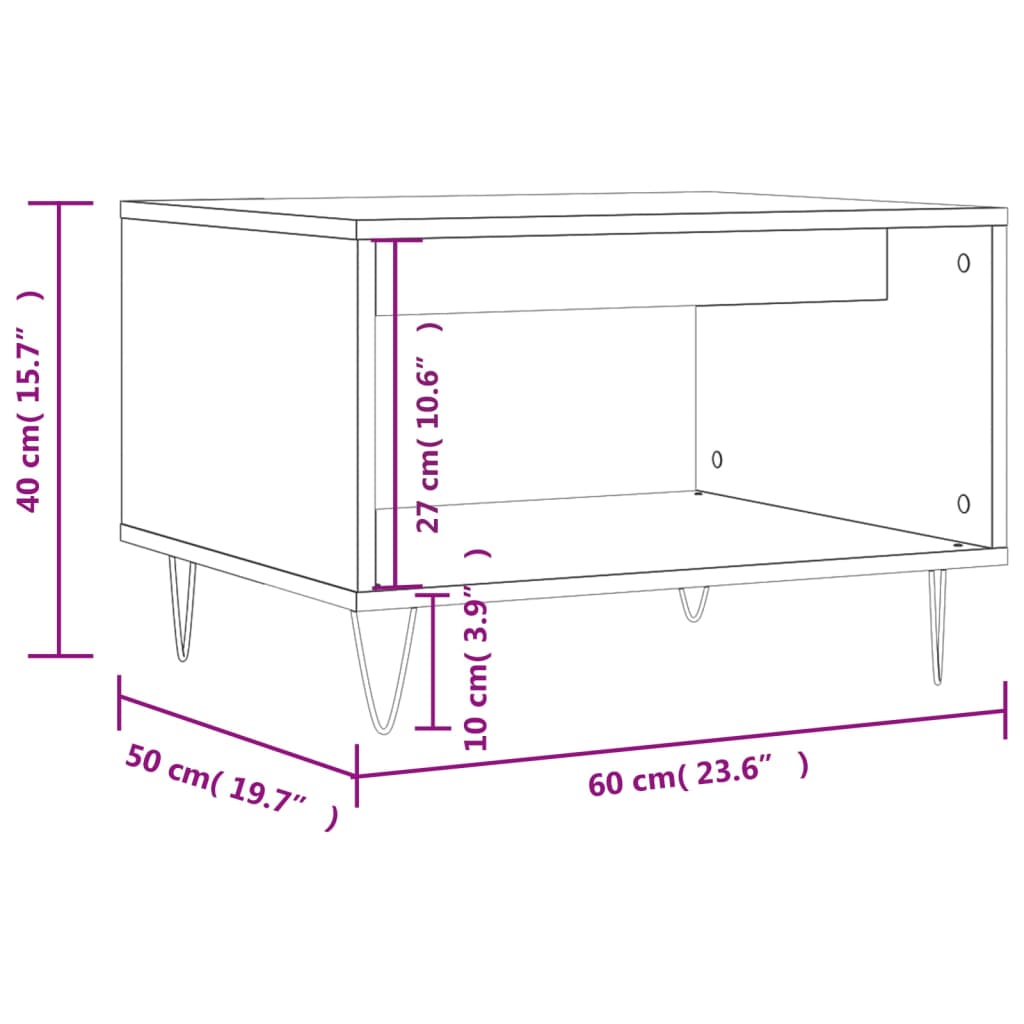 Table basse 60x50x40 cm en bois travaillé