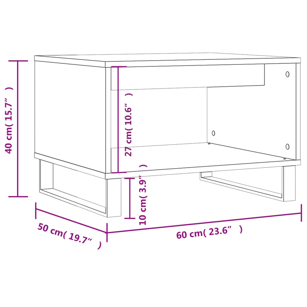 Table basse 60x50x40 cm en bois travaillé