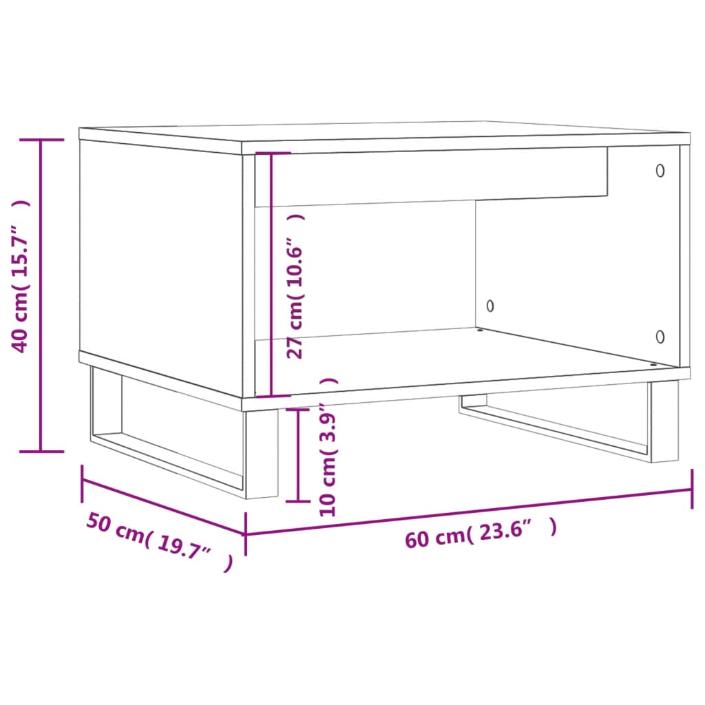 Table basse 60x50x40 cm en bois travaillé