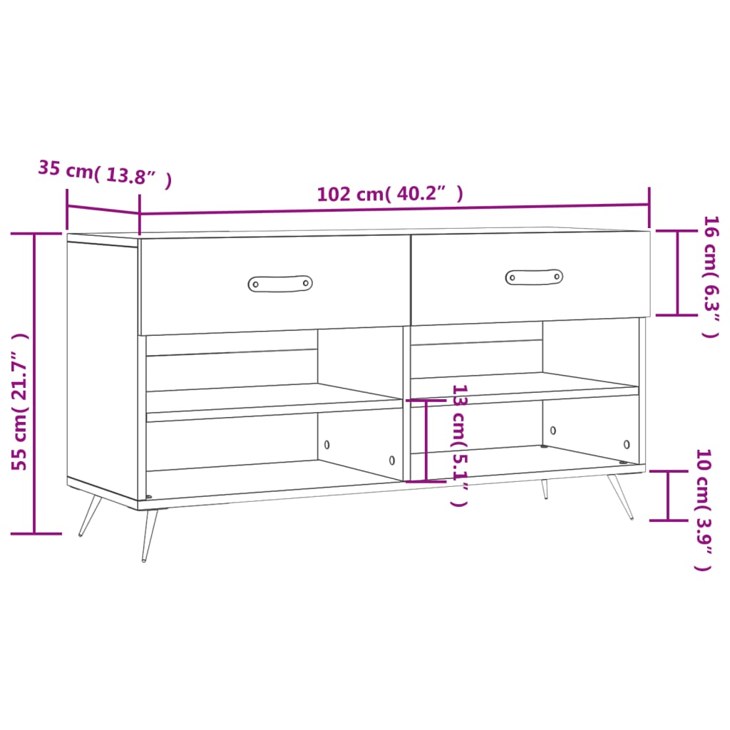 Banc à chaussures 102x35x55 cm en bois travaillé