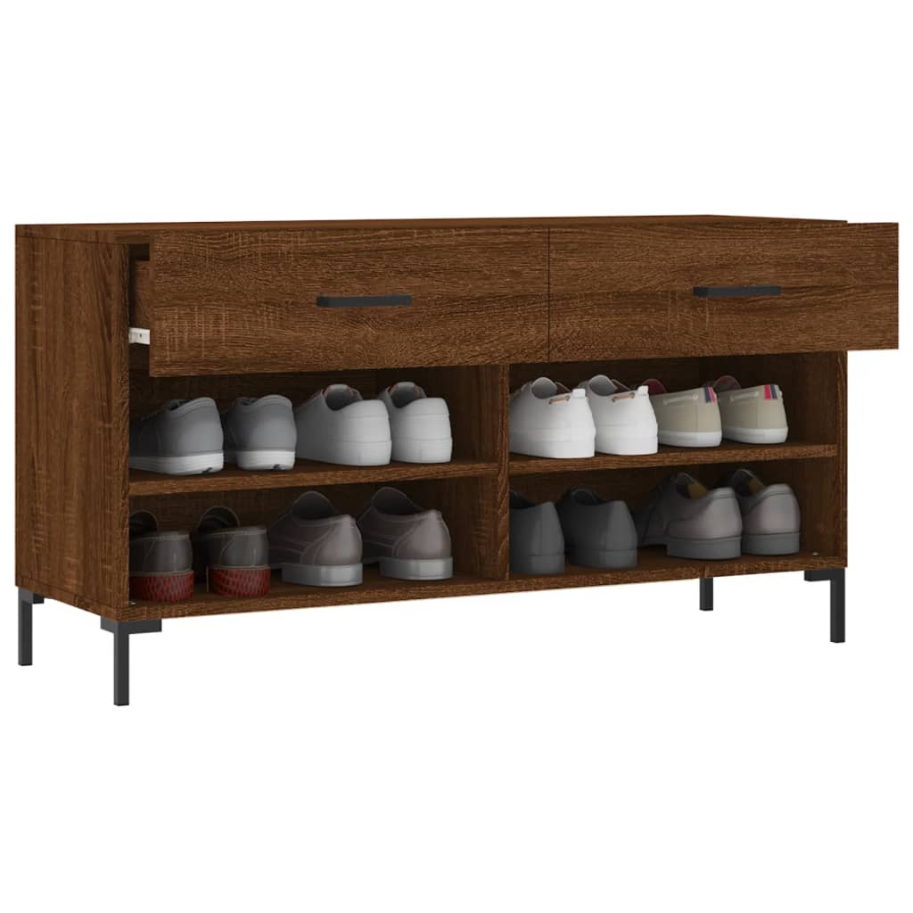 Schoenenbank 102x35x55 cm bewerkt hout eikenkleur