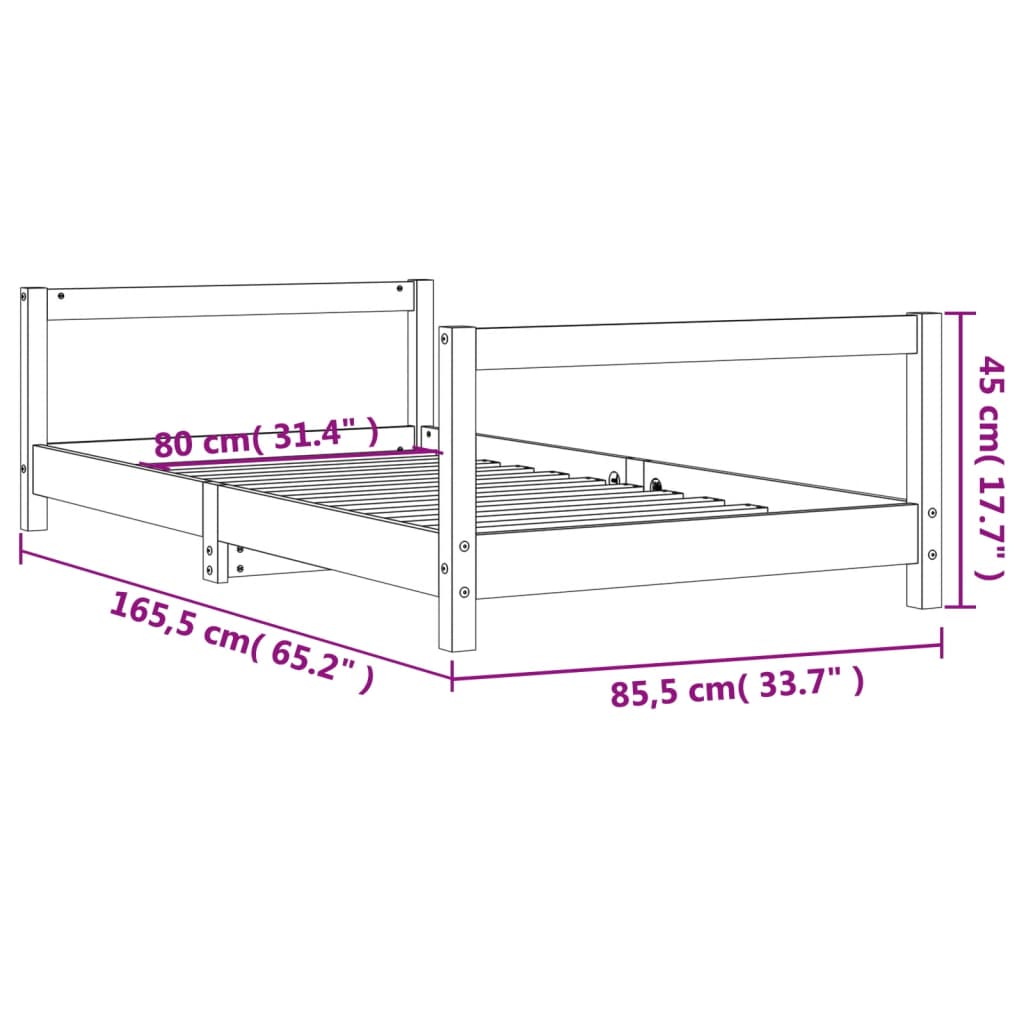 Kinderbedframe 80x160 cm massief grenenhout