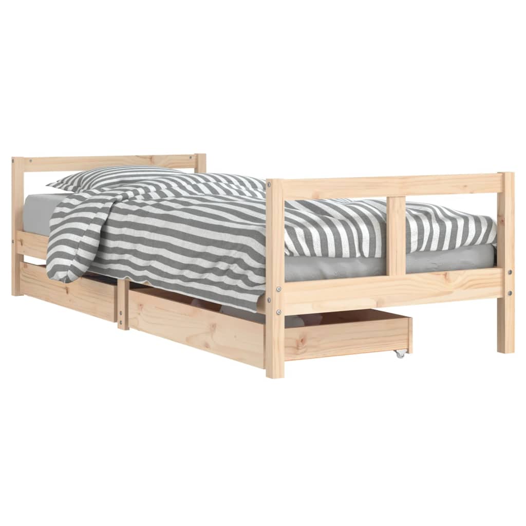 Kinderbedframe met lades 90x200 cm massief grenenhout