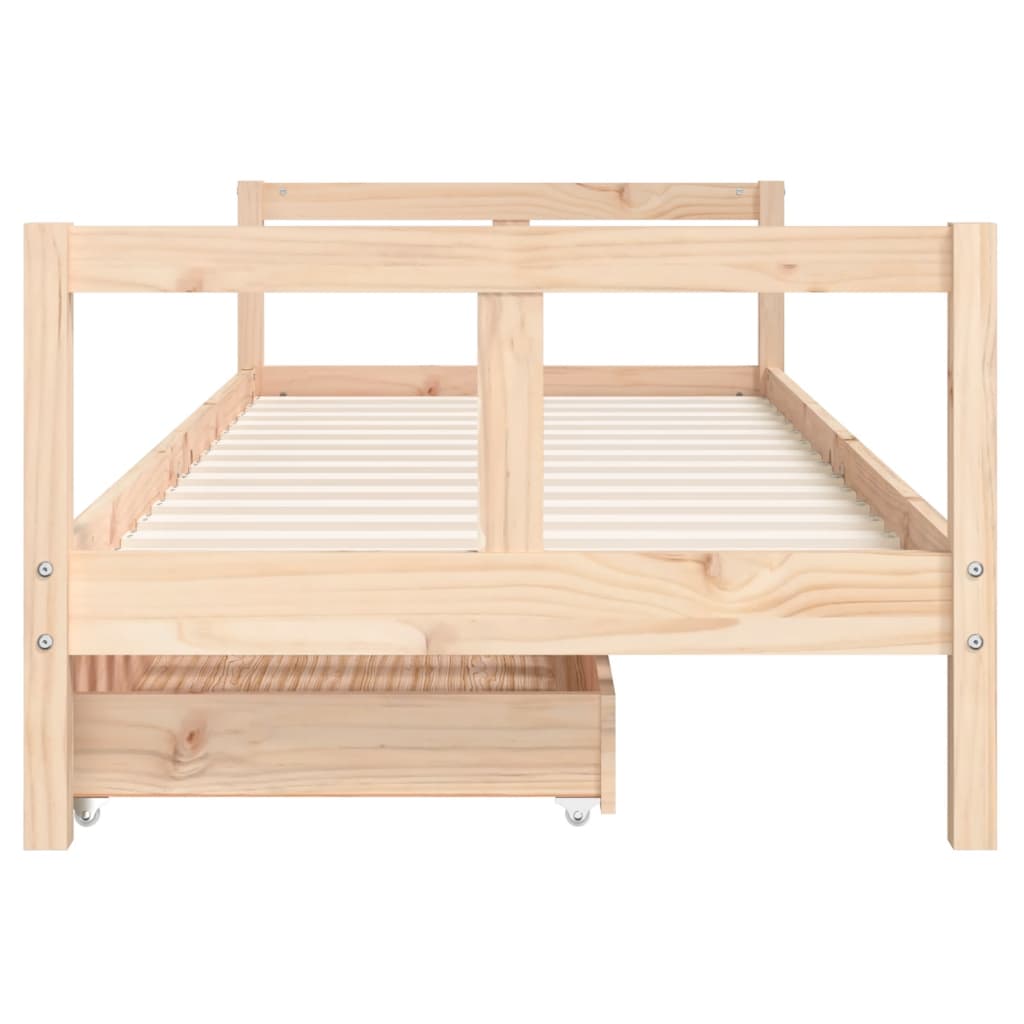 Kinderbedframe met lades 90x200 cm massief grenenhout