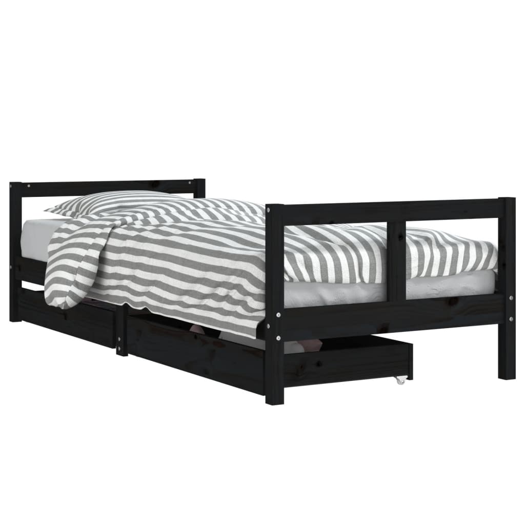 Kinderbedframe met lades 90x200 cm massief grenenhout