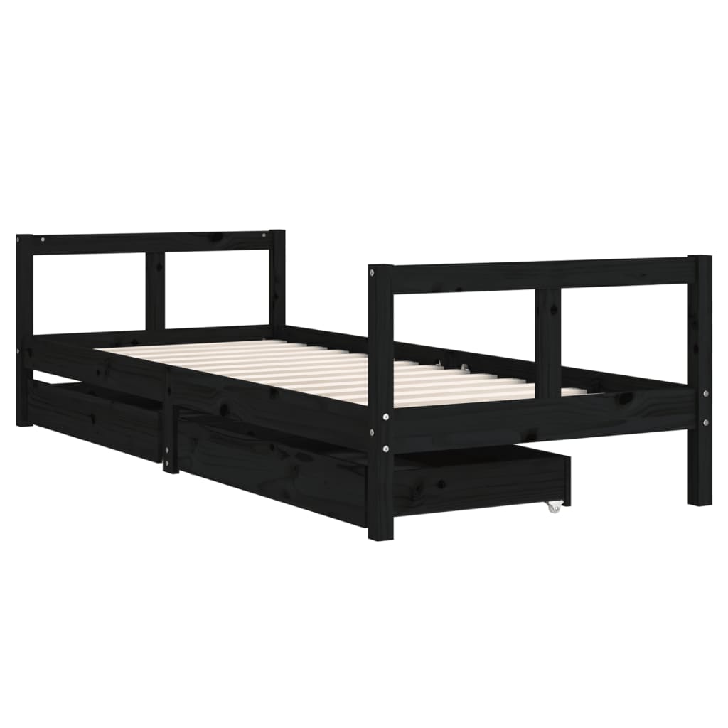 Kinderbedframe met lades 90x200 cm massief grenenhout