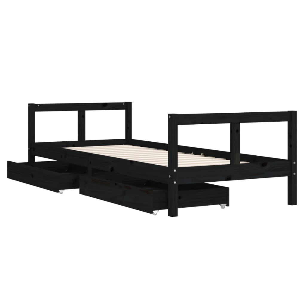 Kinderbedframe met lades 90x200 cm massief grenenhout