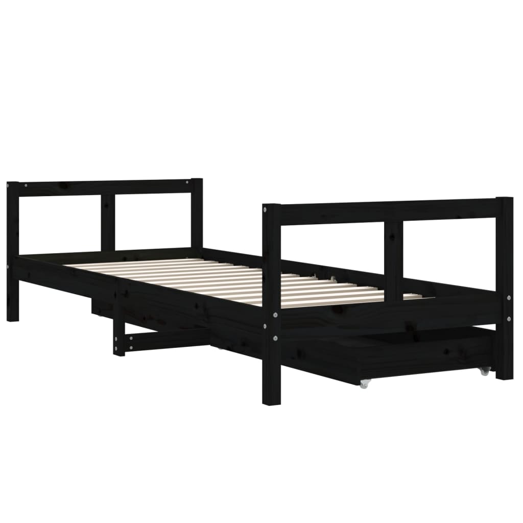 Kinderbedframe met lades 90x200 cm massief grenenhout