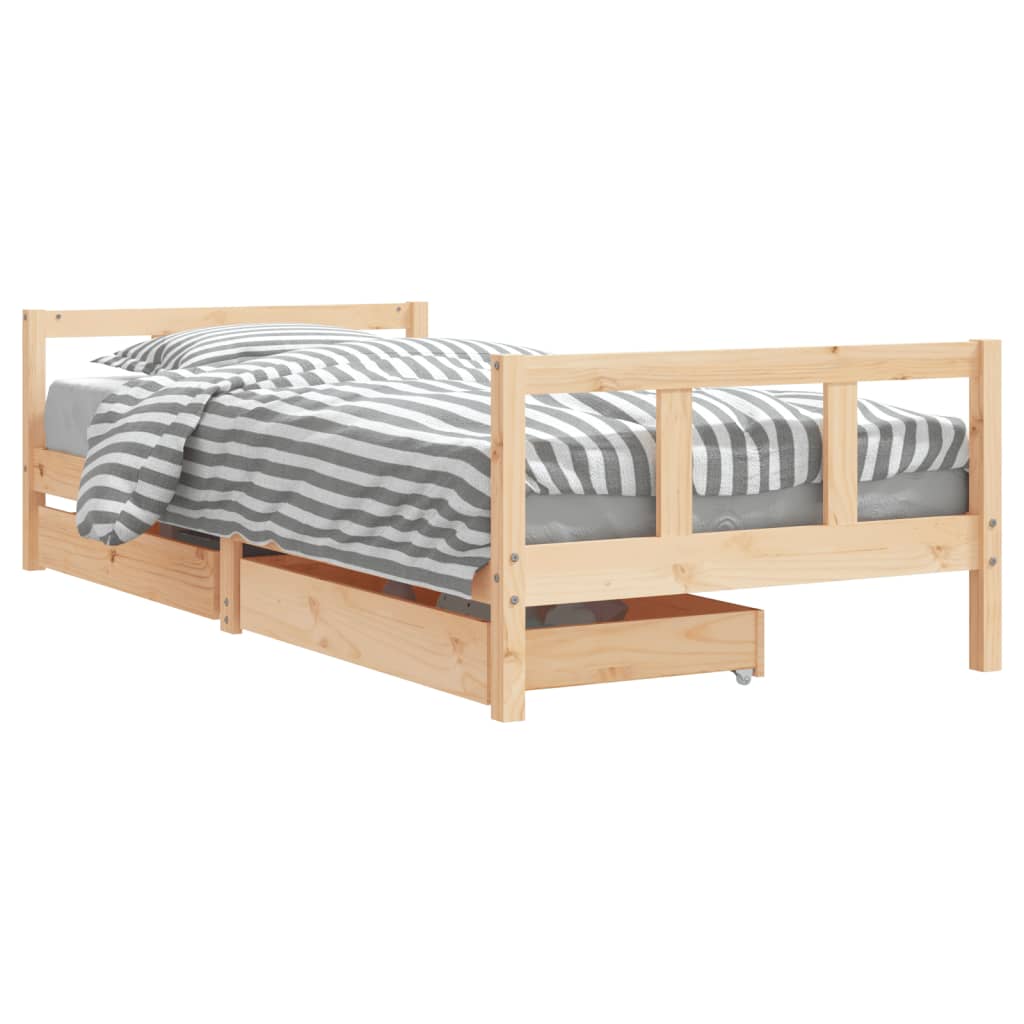 Kinderbedframe met lades 90x200 cm massief grenenhout