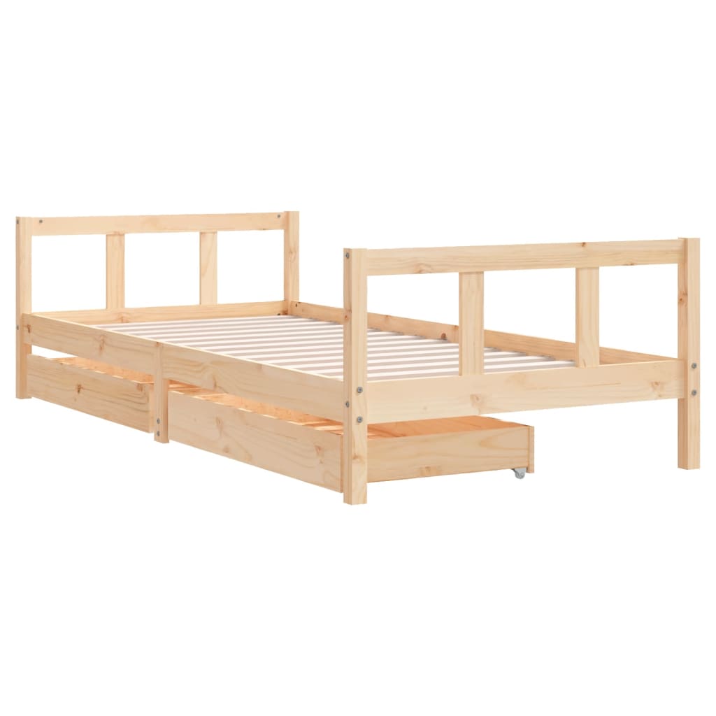 Kinderbedframe met lades 90x200 cm massief grenenhout