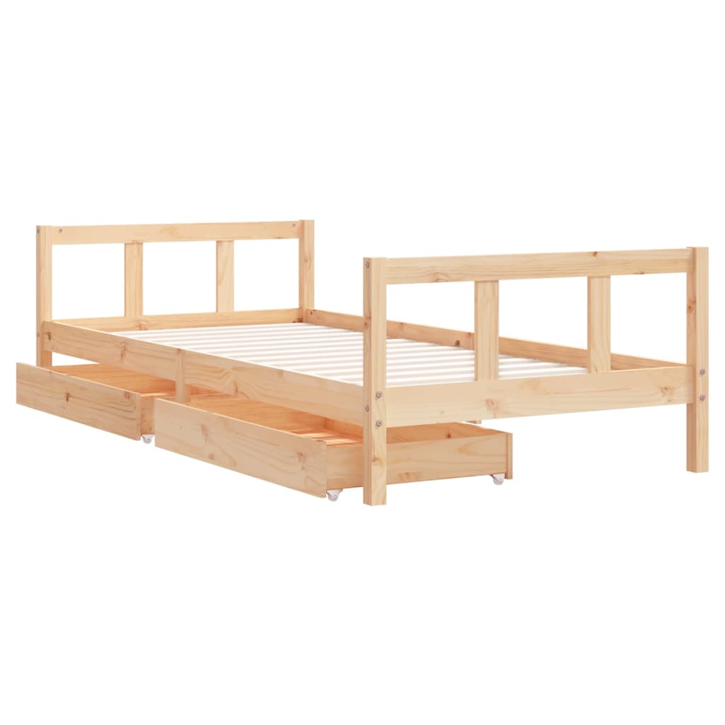 Kinderbedframe met lades 90x200 cm massief grenenhout