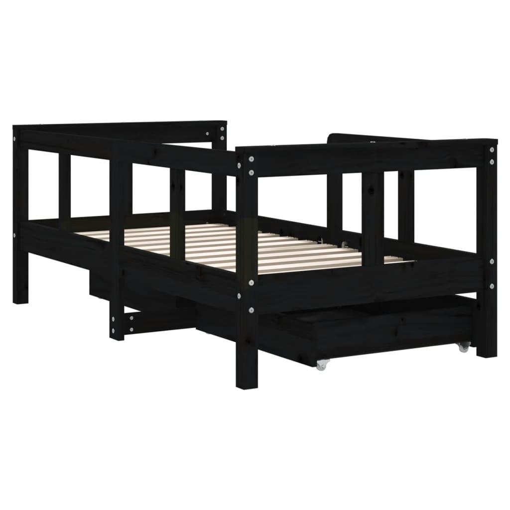 Kinderbedframe met lades 90x200 cm massief grenenhout