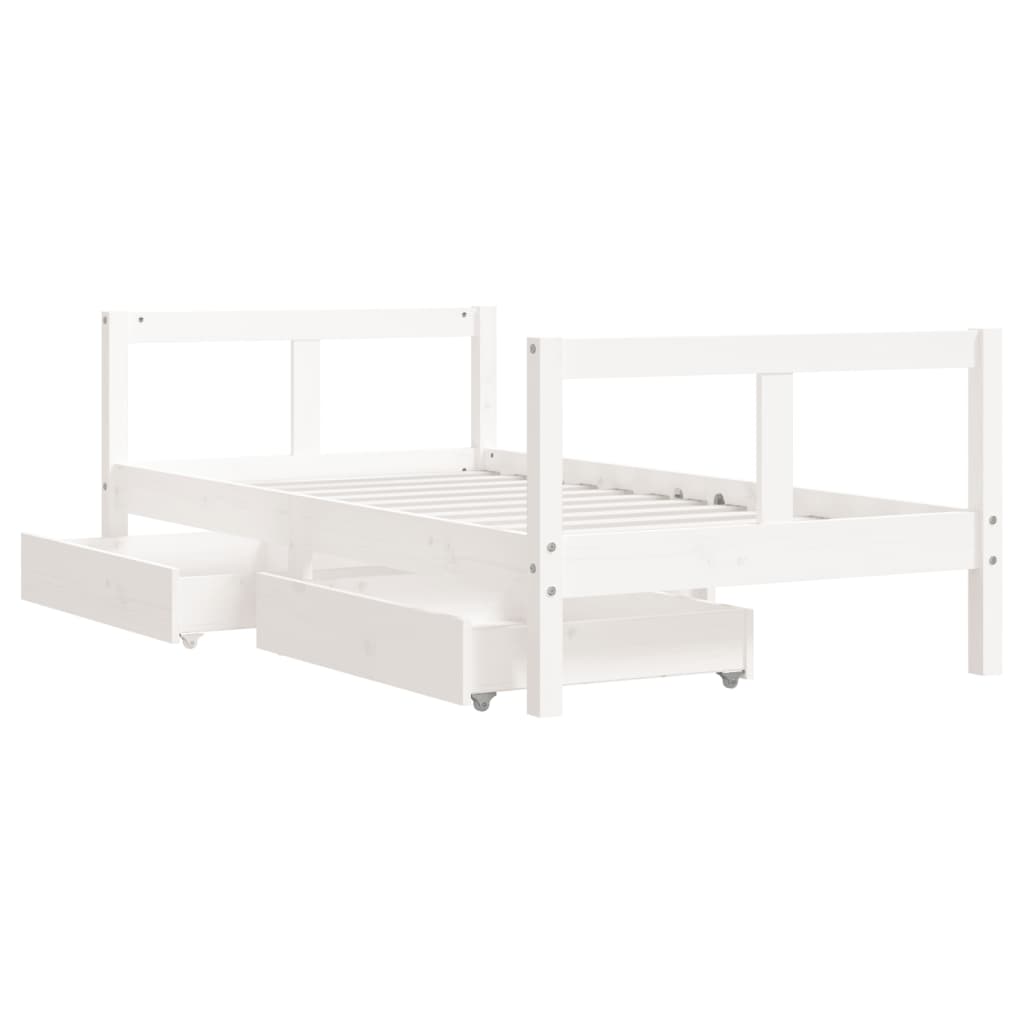 Kinderbedframe met lades 90x200 cm massief grenenhout