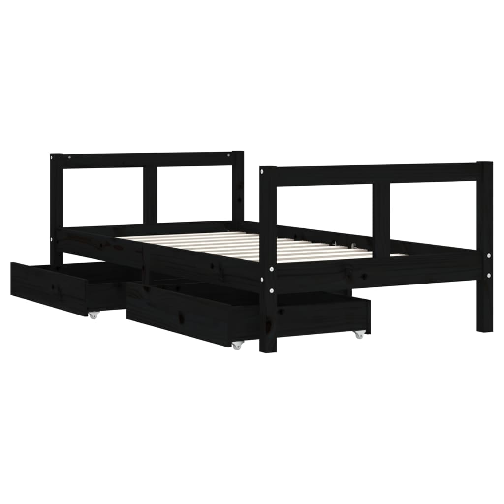 Kinderbedframe met lades 90x200 cm massief grenenhout