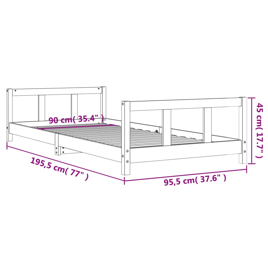 Cadre de lit enfant 80x160 cm en pin massif