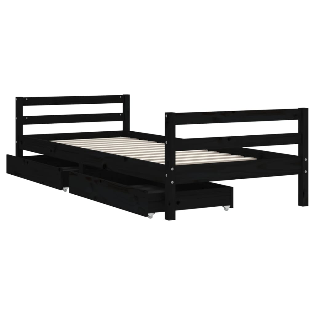 Kinderbedframe met lades 90x190 cm massief grenenhout