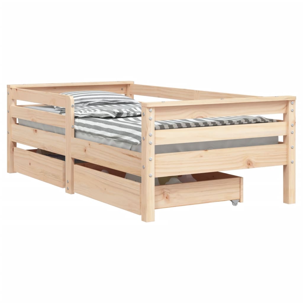 Kinderbedframe met lades 90x190 cm massief grenenhout