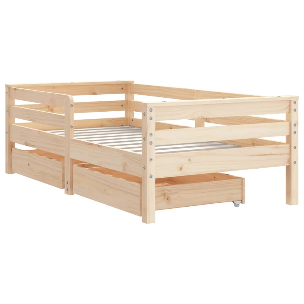 Kinderbedframe met lades 90x190 cm massief grenenhout