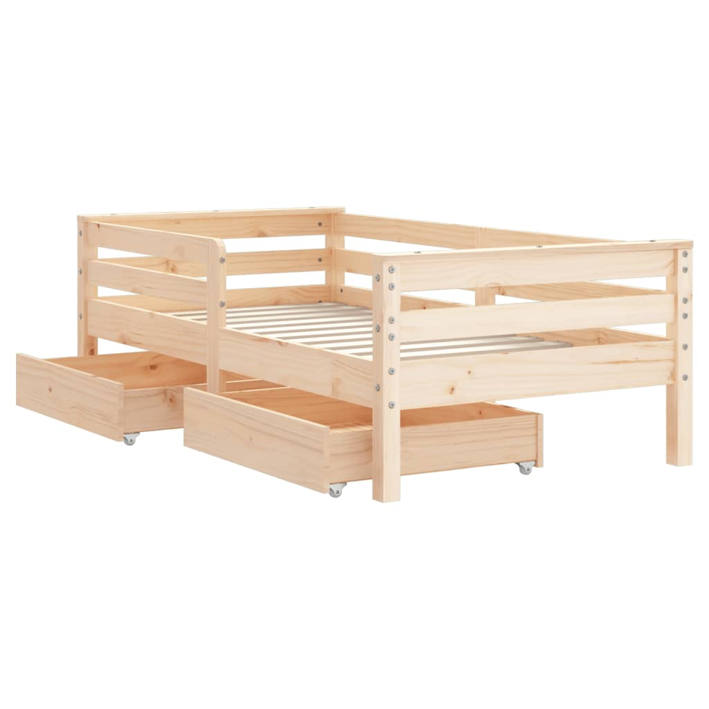 Kinderbedframe met lades 90x190 cm massief grenenhout