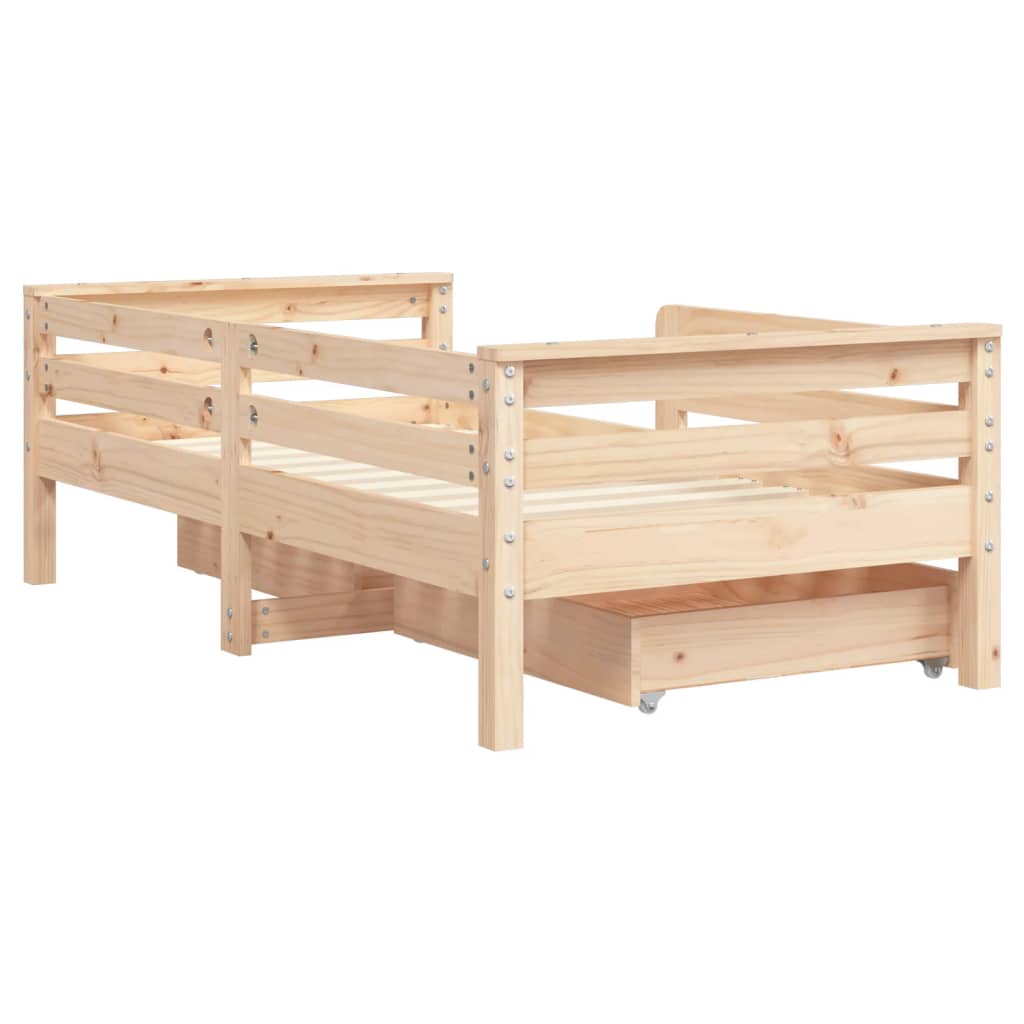 Kinderbedframe met lades 90x190 cm massief grenenhout