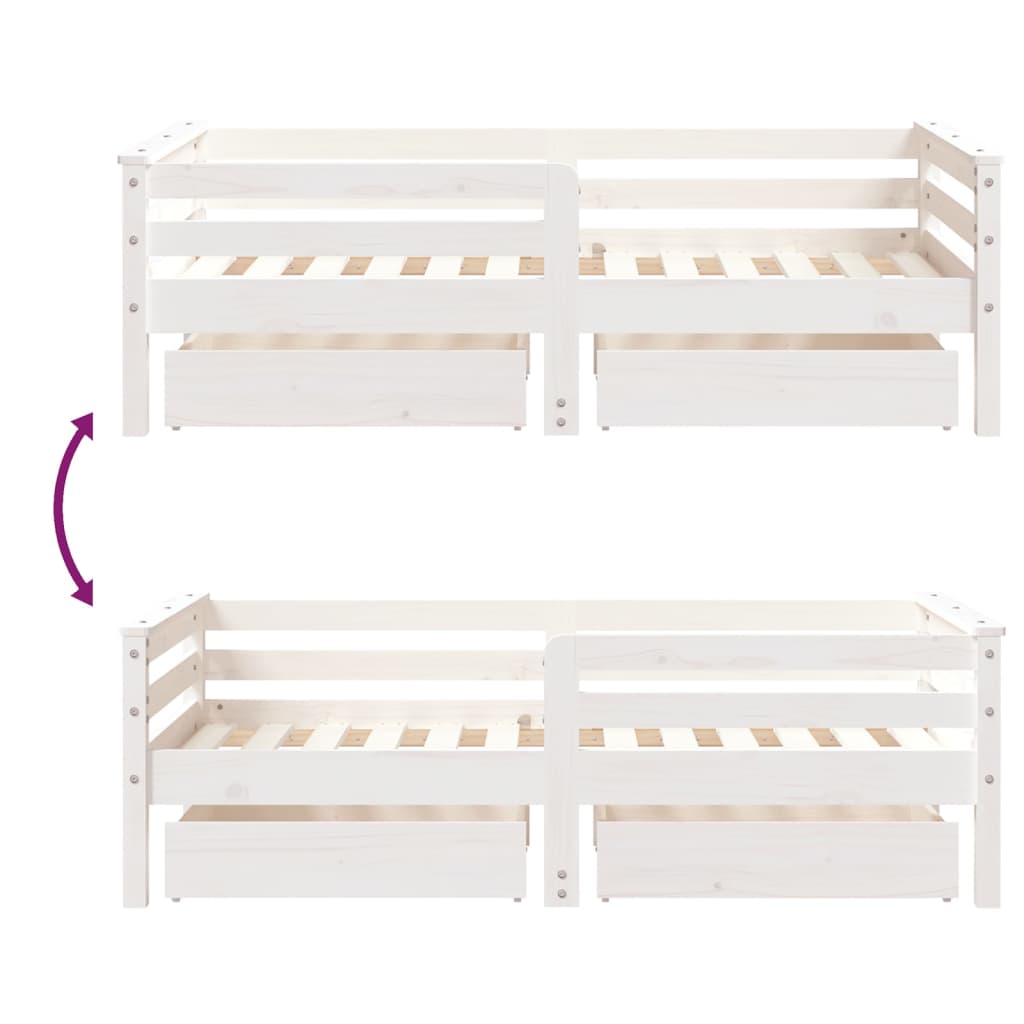 Kinderbedframe met lades 90x190 cm massief grenenhout